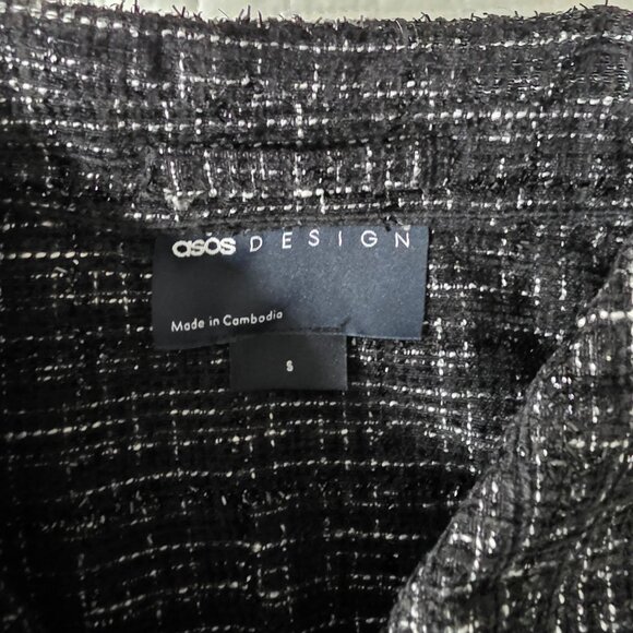 ASOS Design Black & White Textured Button-Front Jacket S Made In Cambodia - Picture 3 of 8